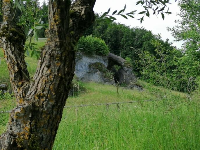 Eingang der Petersfelshöhle aus der Seitenansicht