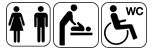 Hinweisbild Toiletten für Frauen und Männer, Wickeltisch und Behinderten-WC